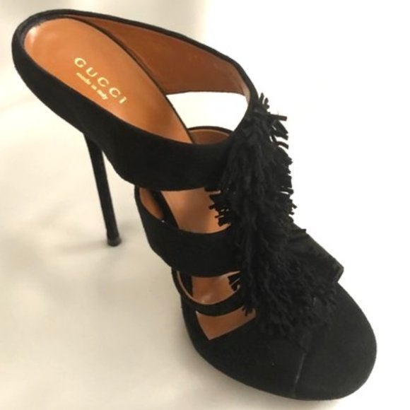 Gucci Black Scamosciato Suede Sandals - Picture 1 of 13